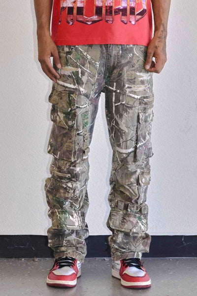 MEN CAMOFLAGE UTILITY CARGO MULTI DENIM PANTS