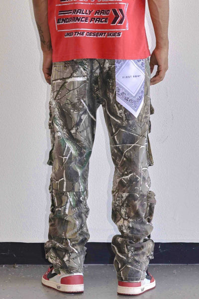 MEN CAMOFLAGE UTILITY CARGO MULTI DENIM PANTS