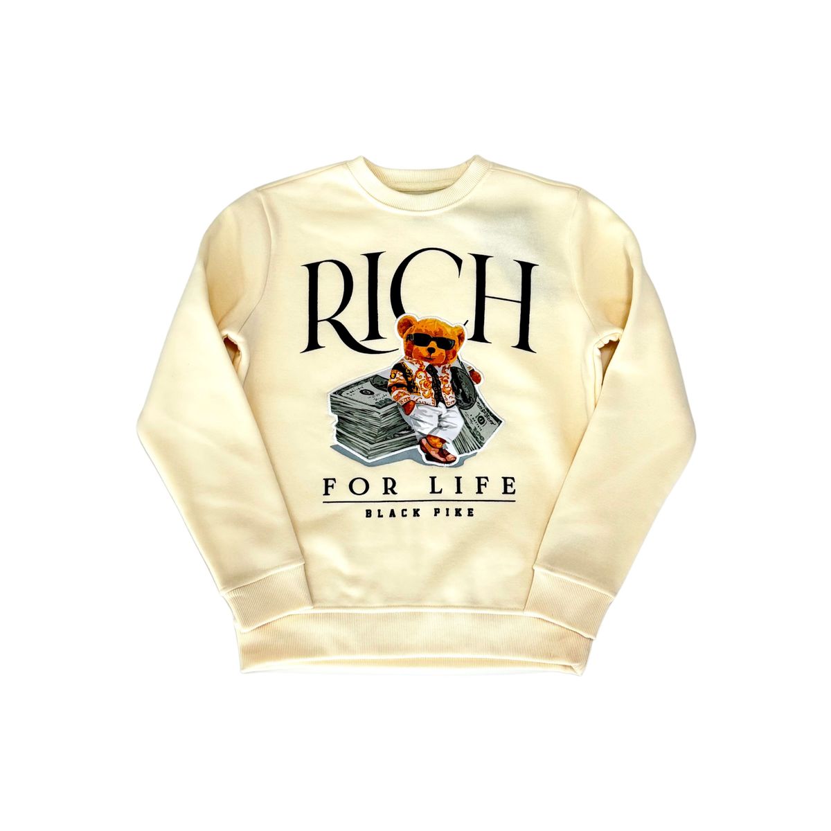 KID'S NATURAL RICH FOR LIFE TEDDY BEAR CREW NECK SWEATER