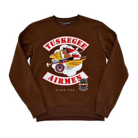 MEN BROWN TUSKEGEE AIRMEN BLACK PIKE CREWNECK