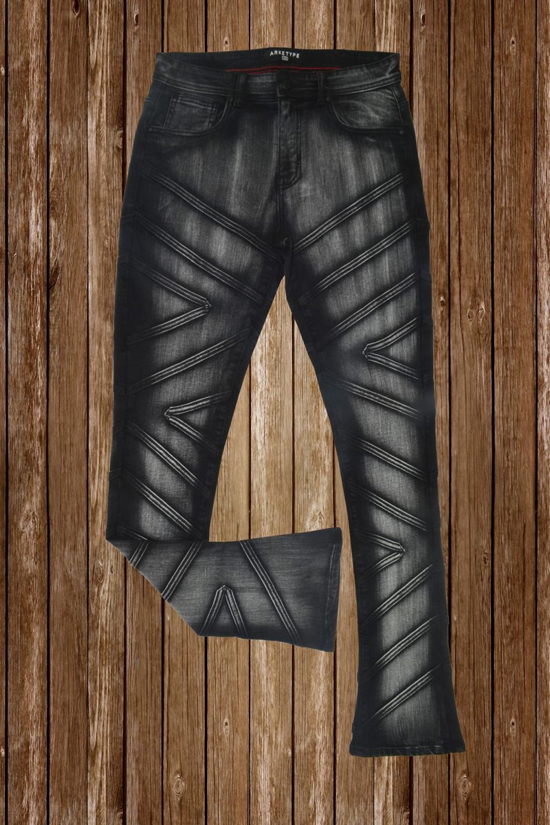 Men Black Charlie Stacked Jeans