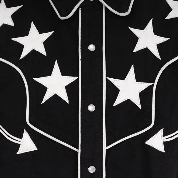 MEN BLACK COPPER RIVET WHITE STAR SHIRT