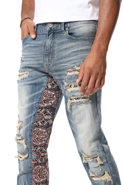 MENS ELYSIAN BL TAPESTRY INSERT JEANS