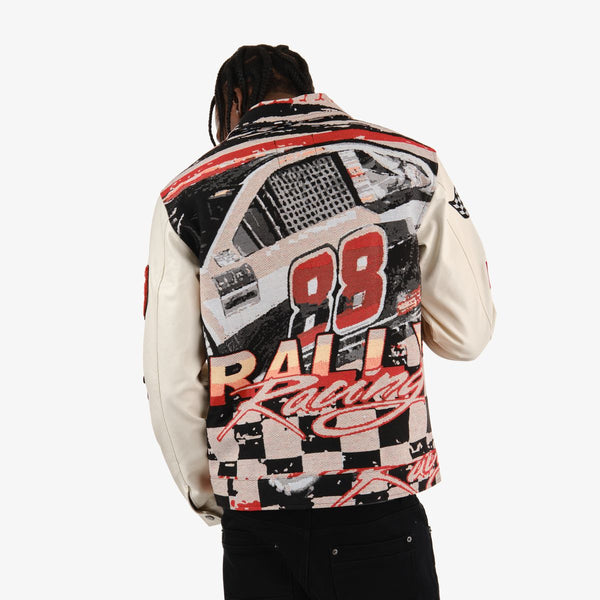 MEN'S RED TAPESTRY RACING VARSITY JACKETS