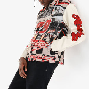 MEN'S RED TAPESTRY RACING VARSITY JACKETS