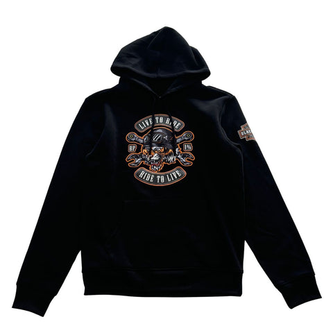 MEN BLACK LIVE TO RIDE EMBRODERY HOODIE