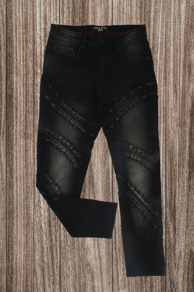 Men Black Nelson Laced Jeans