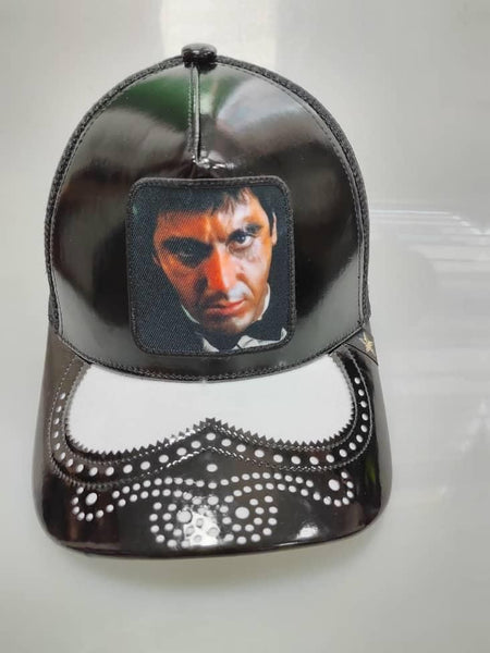 Unisex Black & White Gold star SCAR FACE trucker