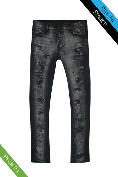 Men Black Rodeo Ripped Jeans