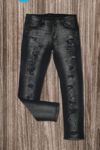 Men Black Rodeo Ripped Jeans