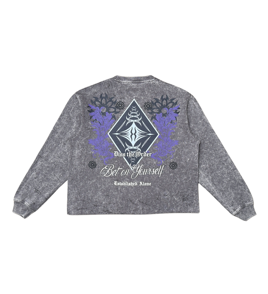 Men Grey Bet On Yourself Dissorder Cropped Crew Neck
