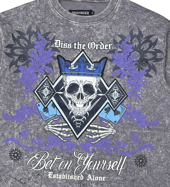 Men Grey Bet On Yourself Dissorder Cropped Crew Neck