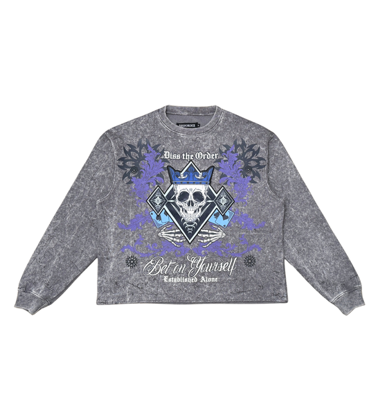 Men Grey Bet On Yourself Dissorder Cropped Crew Neck