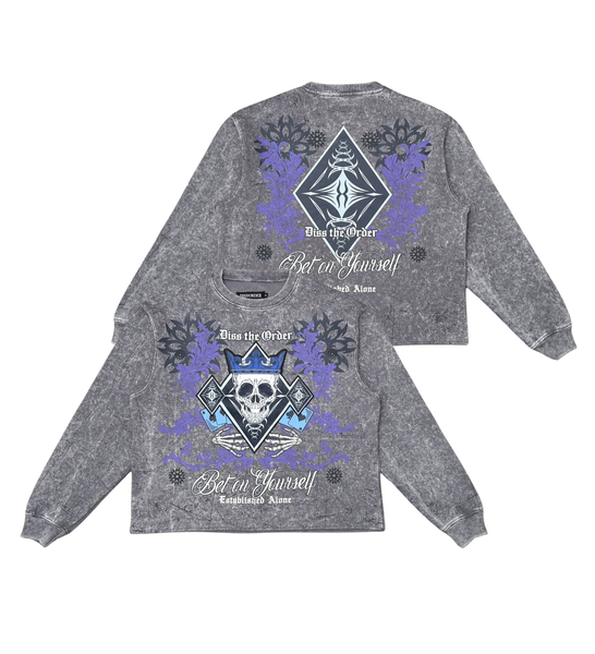 Men Grey Bet On Yourself Dissorder Cropped Crew Neck