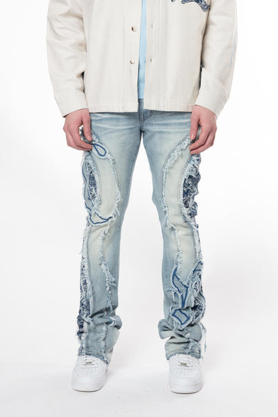 MEN MONTAUK BL TAPESTRY PANEL MONOGRAM JEANS