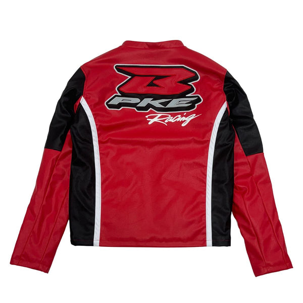 KID'S RED PU LEATHER RACING JACKET