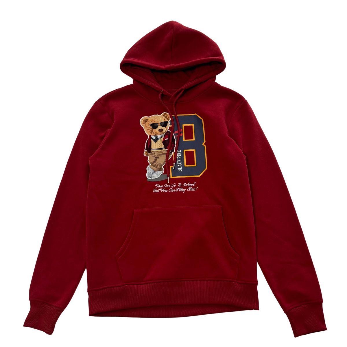 KID'S BURGUNDY COLLEGE TEDDY BEAR HOODIE