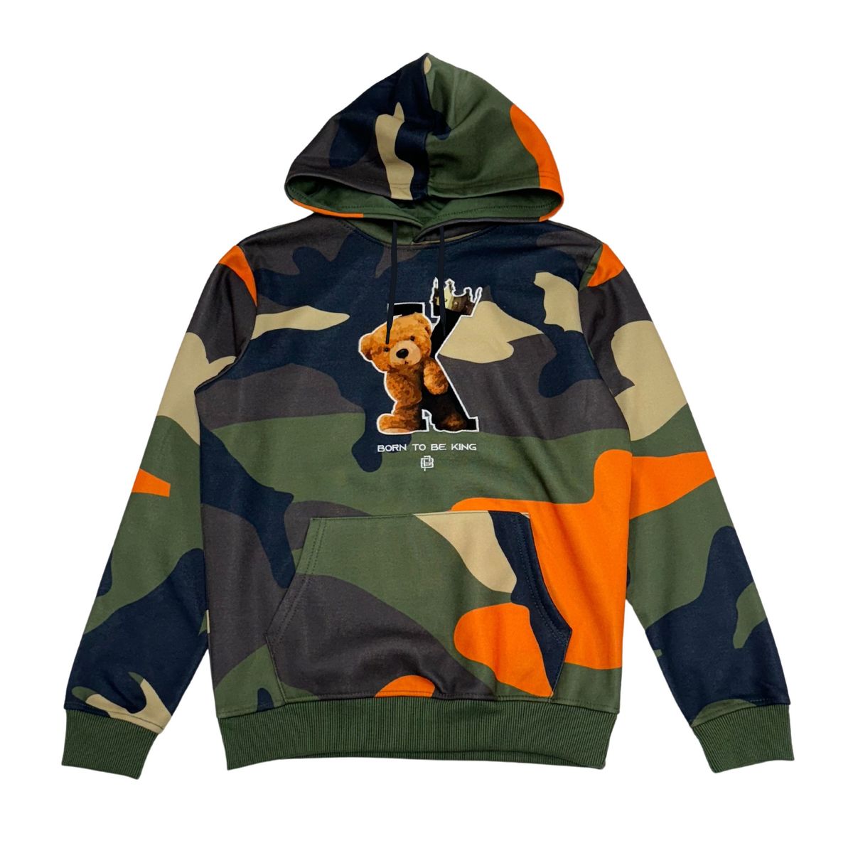 KID'S ORANGE/ CAMO TEDDY BEAR HOODIE