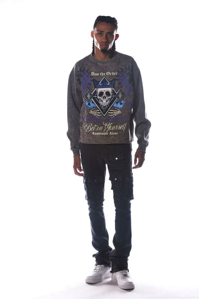 Men Grey Bet On Yourself Dissorder Cropped Crew Neck