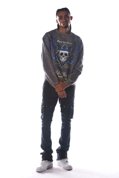 Men Grey Bet On Yourself Dissorder Cropped Crew Neck