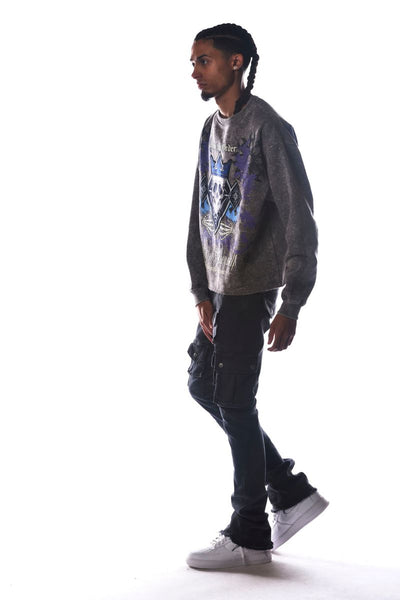 Men Grey Bet On Yourself Dissorder Cropped Crew Neck