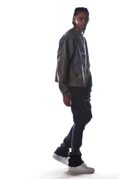 Men Grey Bet On Yourself Dissorder Cropped Crew Neck