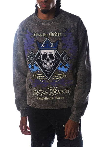 Men Grey Bet On Yourself Dissorder Cropped Crew Neck