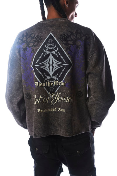 Men Grey Bet On Yourself Dissorder Cropped Crew Neck