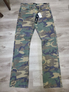 Men Green Camo Kinder Cavas Relax Fit Stacked Denim Jean