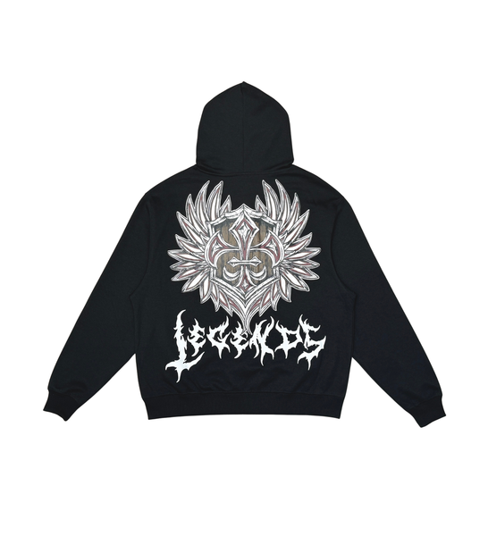 Men Black Legends Genuine Full Zip Hoodie