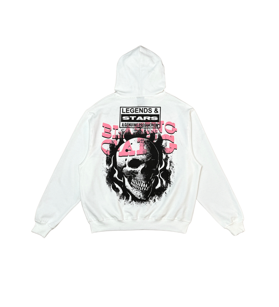 Men White Blazing Gang Dissorder Hoodie