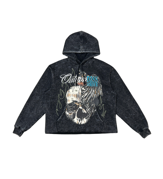 Men Black Outlaw Cropped Dissorder Hoodie