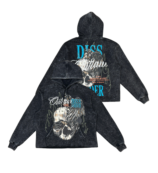 Men Black Outlaw Cropped Dissorder Hoodie