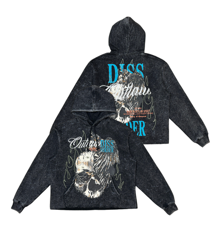 Men Black Outlaw Cropped Dissorder Hoodie