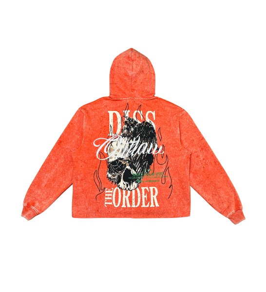 Men Orange Outlaw Cropped Dissorder Hoodie