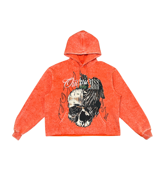 Men Orange Outlaw Cropped Dissorder Hoodie