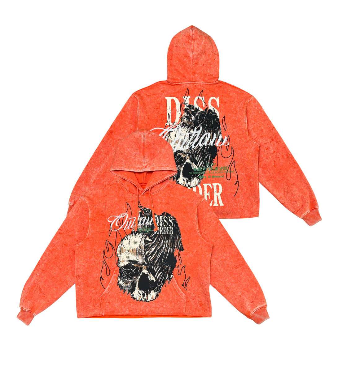 Men Orange Outlaw Cropped Dissorder Hoodie