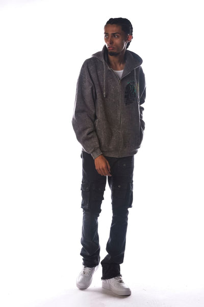 Men Grey Spirit Dissorder Full Zip Hoodie