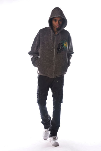 Men Grey Spirit Dissorder Full Zip Hoodie