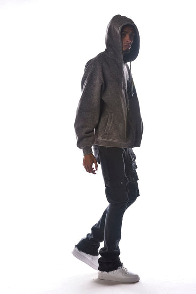 Men Grey Spirit Dissorder Full Zip Hoodie