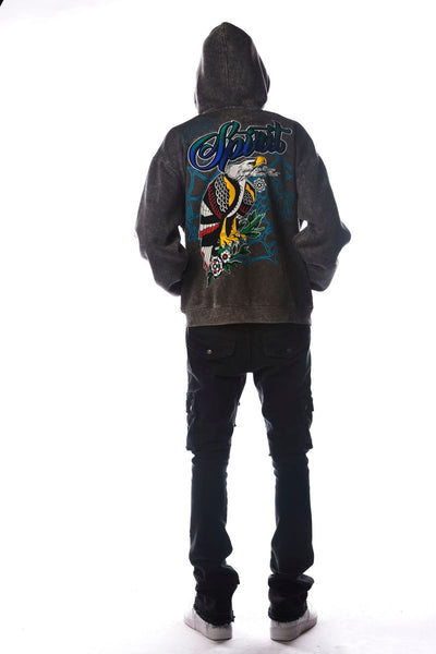 Men Grey Spirit Dissorder Full Zip Hoodie