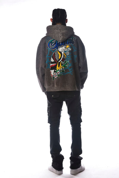 Men Grey Spirit Dissorder Full Zip Hoodie