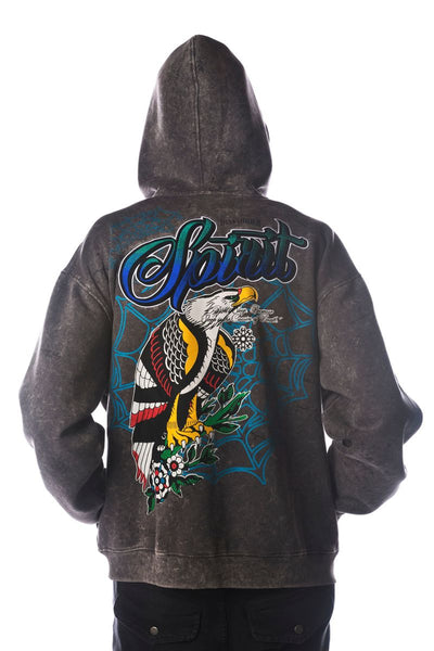 Men Grey Spirit Dissorder Full Zip Hoodie