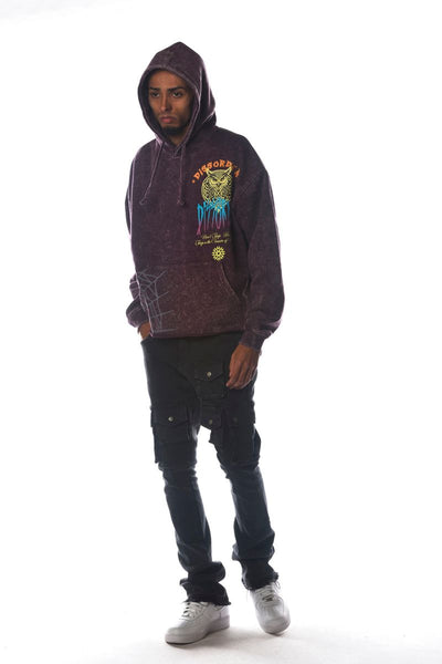 Men Plum OWL Cropped Dissorder Hoodie