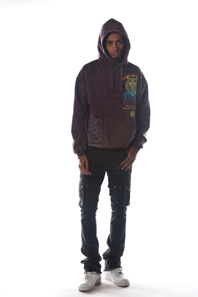 Men Plum OWL Cropped Dissorder Hoodie