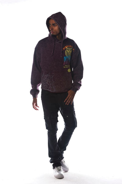 Men Plum OWL Cropped Dissorder Hoodie