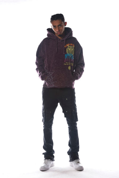 Men Plum OWL Cropped Dissorder Hoodie