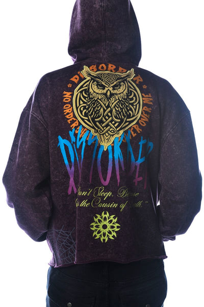 Men Plum OWL Cropped Dissorder Hoodie