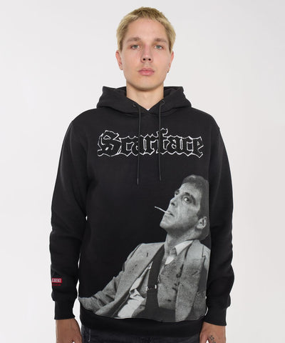 Men Black Scarface Old English Hoodie