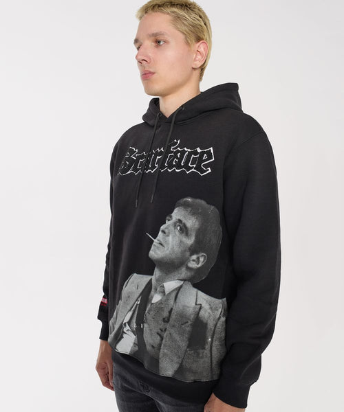 Men Black Scarface Old English Hoodie